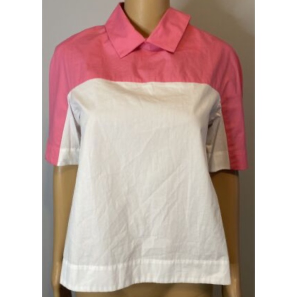 NWT I'm ISOLA MARRAS PINK/WHITE BUTTON DOWN TOP SZ 42 - Picture 1 of 5